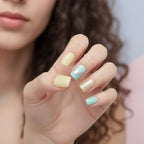 Pastel Glitter Press-On Nail Set - Mint & Cream