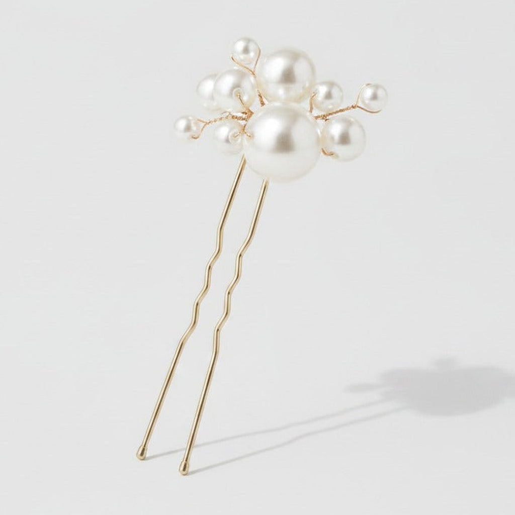 Pearl Hair Pin Set - Gold & White Pearl