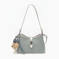 Denim Shoulder Bag with Teddy Bear Charm – apparel accessories (view 1)