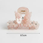 Butterfly Hair Claw With Rhinestone Beads - Rainbow Pink – hair accessories (view 1)