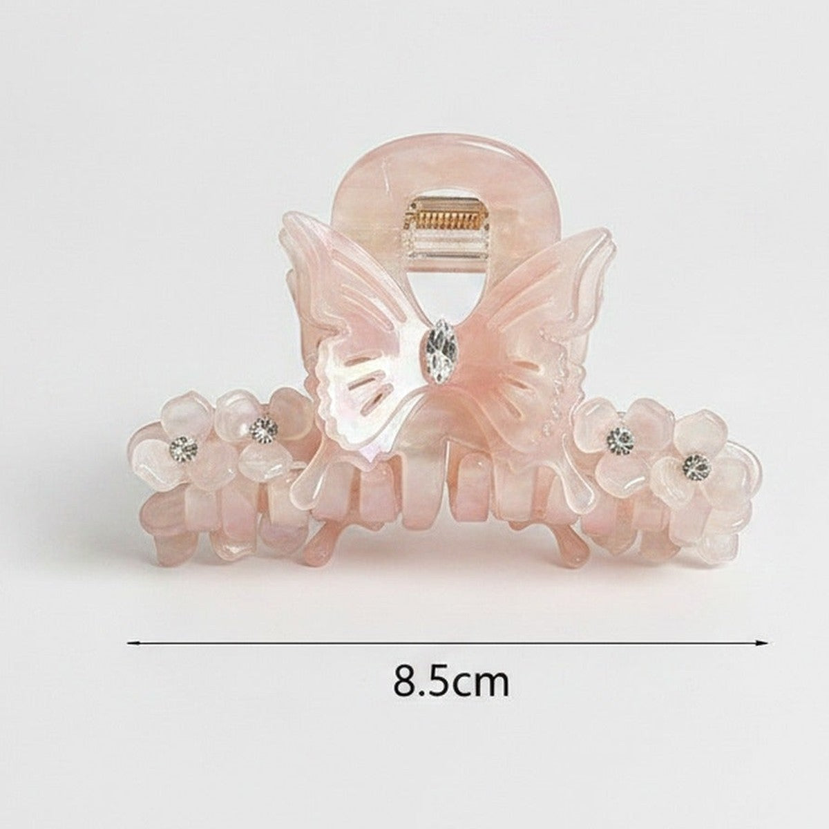Butterfly Hair Claw With Rhinestone Beads - Rainbow Pink – hair accessories (view 1)