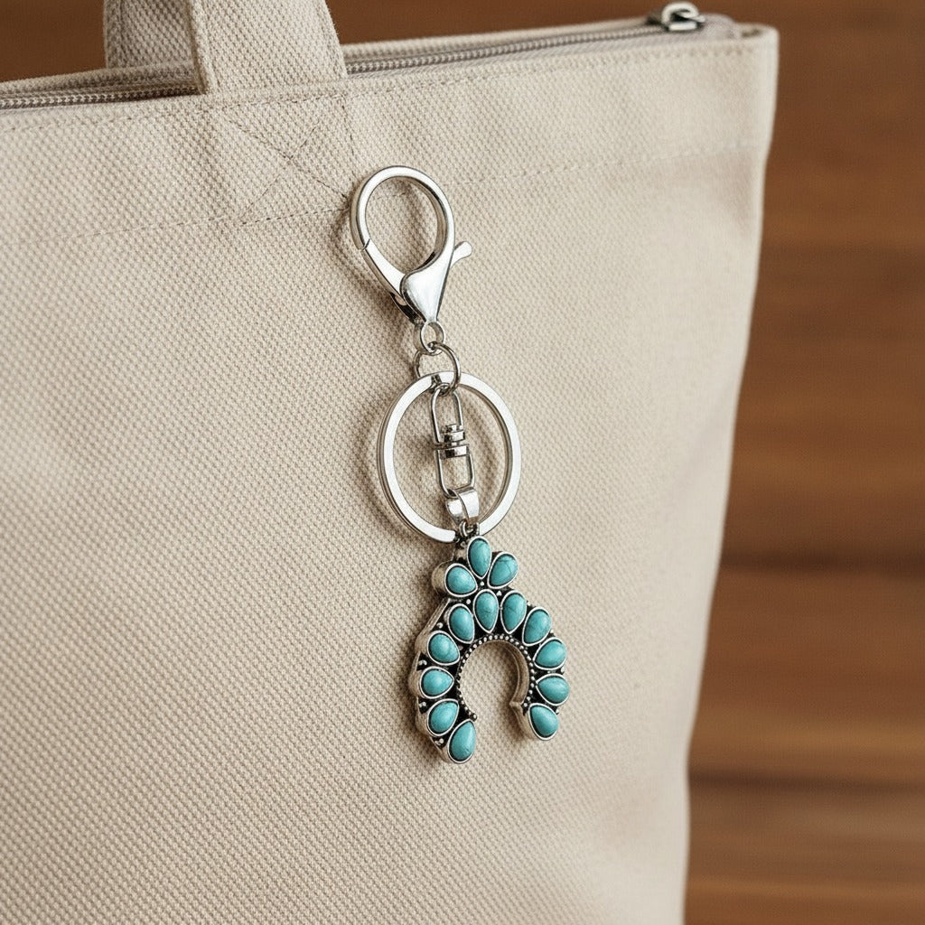 Turquoise Western Horseshoe Keychain - Type 2