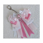 Layered Ribbon Bow Bag Charm - Soft Pink