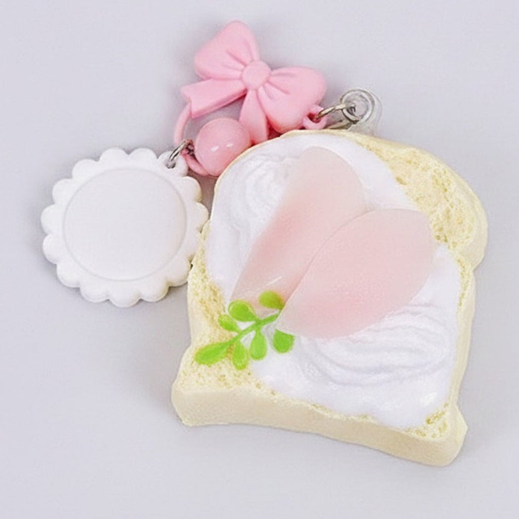Peach Toast Squishy Keychain
