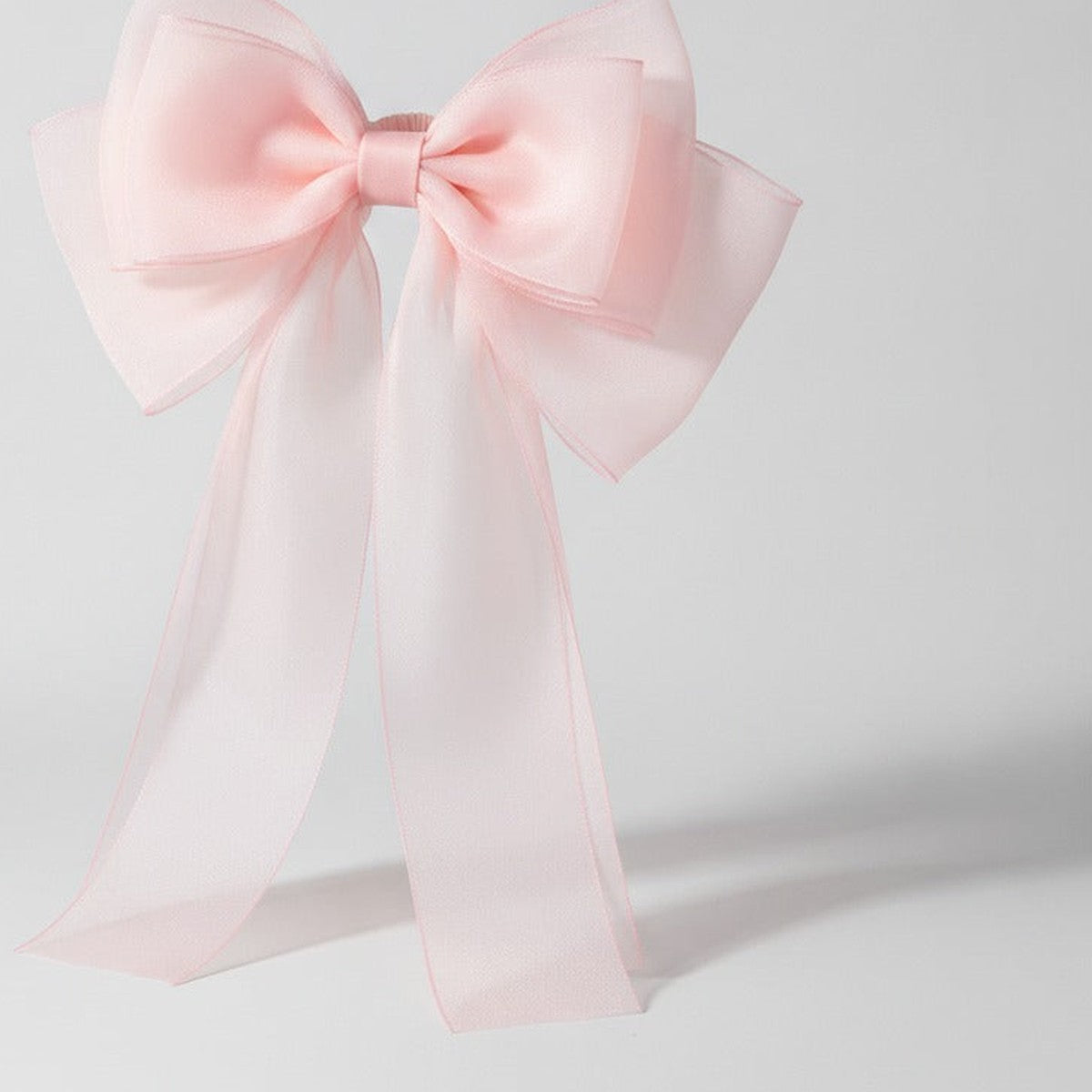 Sheer Bow Hair Claw - Blush Pink