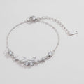 Crystal Star & Flower Chain Bracelet - White Diamond Butterfly Bracelet Silver E2948 – jewelry (view 1)