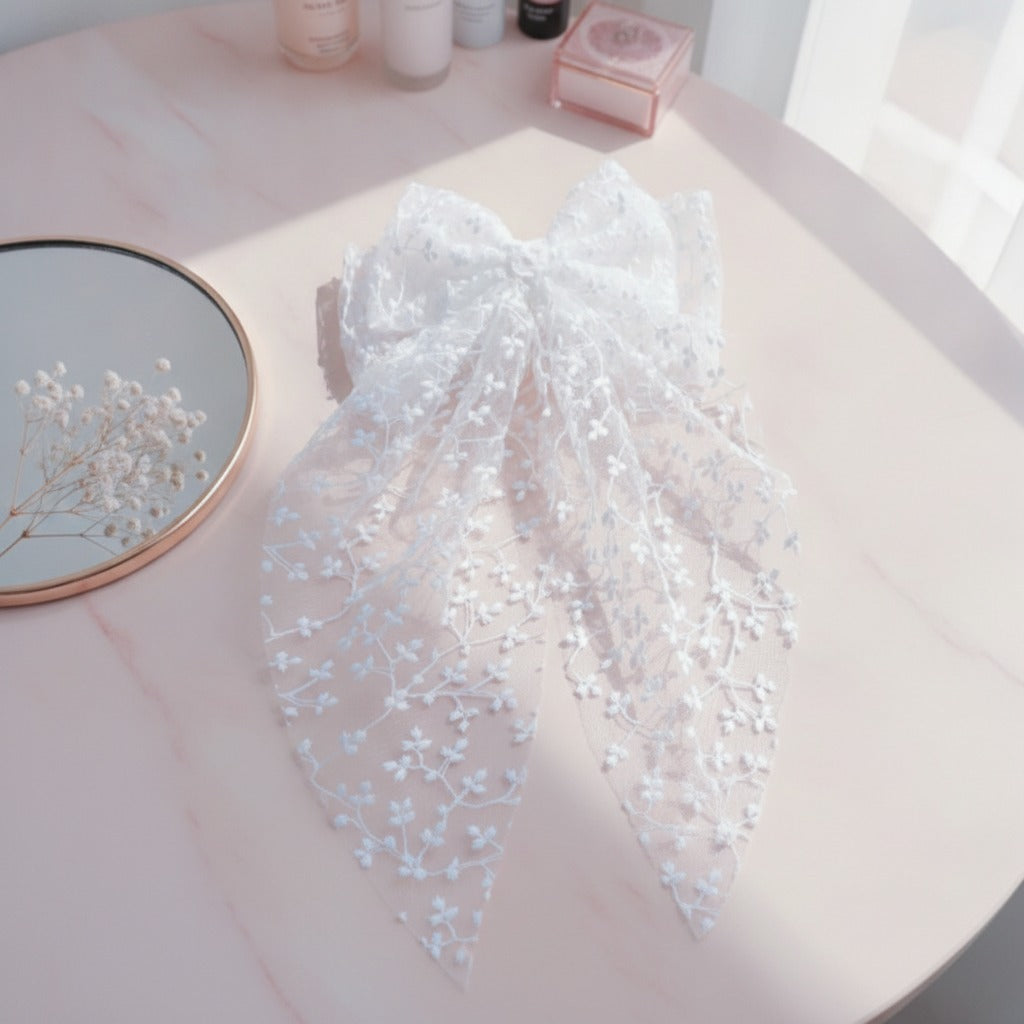 Oversized Bow Hair Claw - White