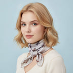 Equestrian Print Square Scarf - Cream & Chocolate