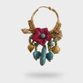 Vintage Gold Flower Charm Dangle Hoop Earrings – jewelry (view 1)