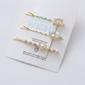 Gold Pearl And Charm Hair Clips Set – hair accessories (view 1)
