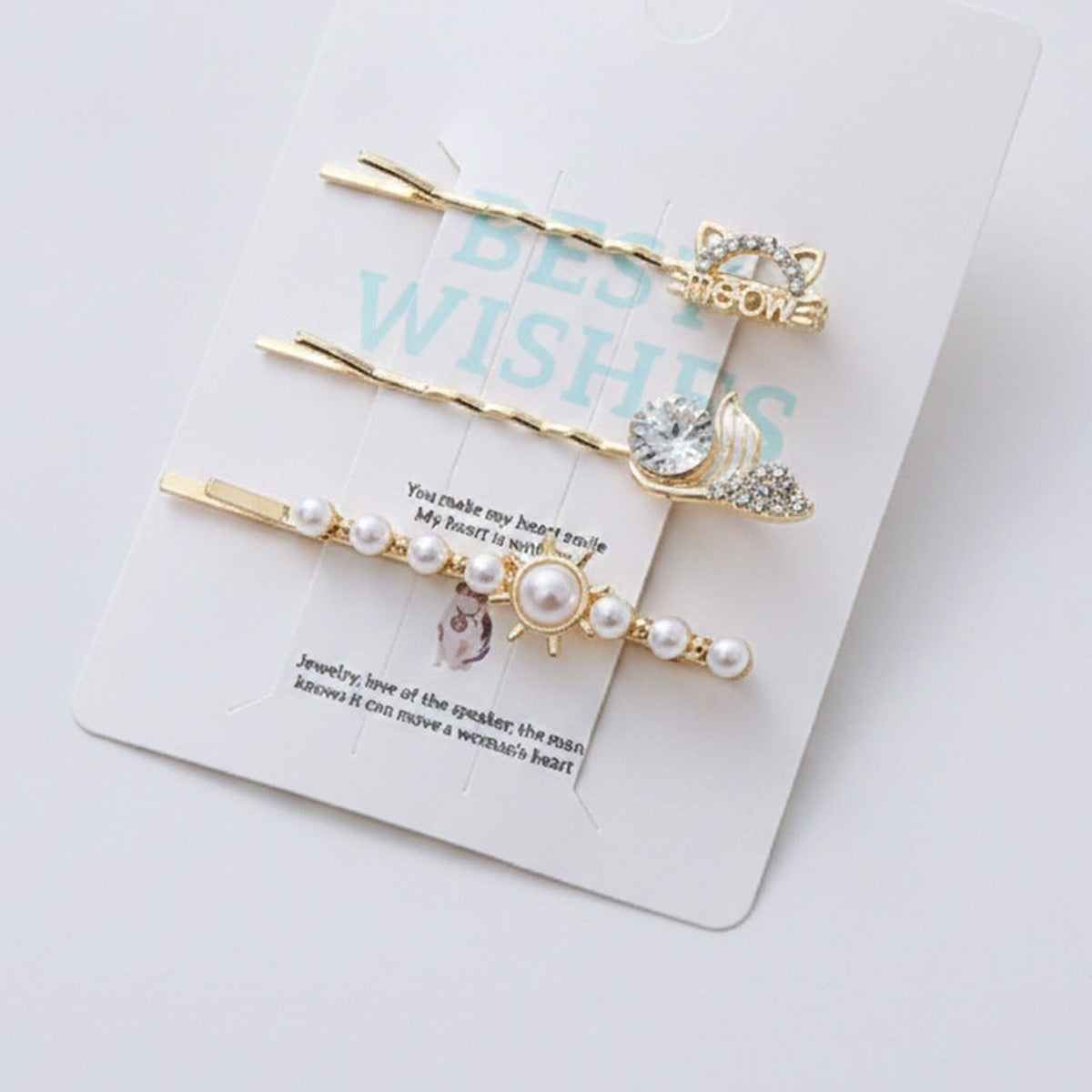 Gold Pearl And Charm Hair Clips Set – hair accessories (view 1)