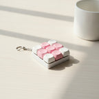Mini Keyboard Key Keychain - White & Pink