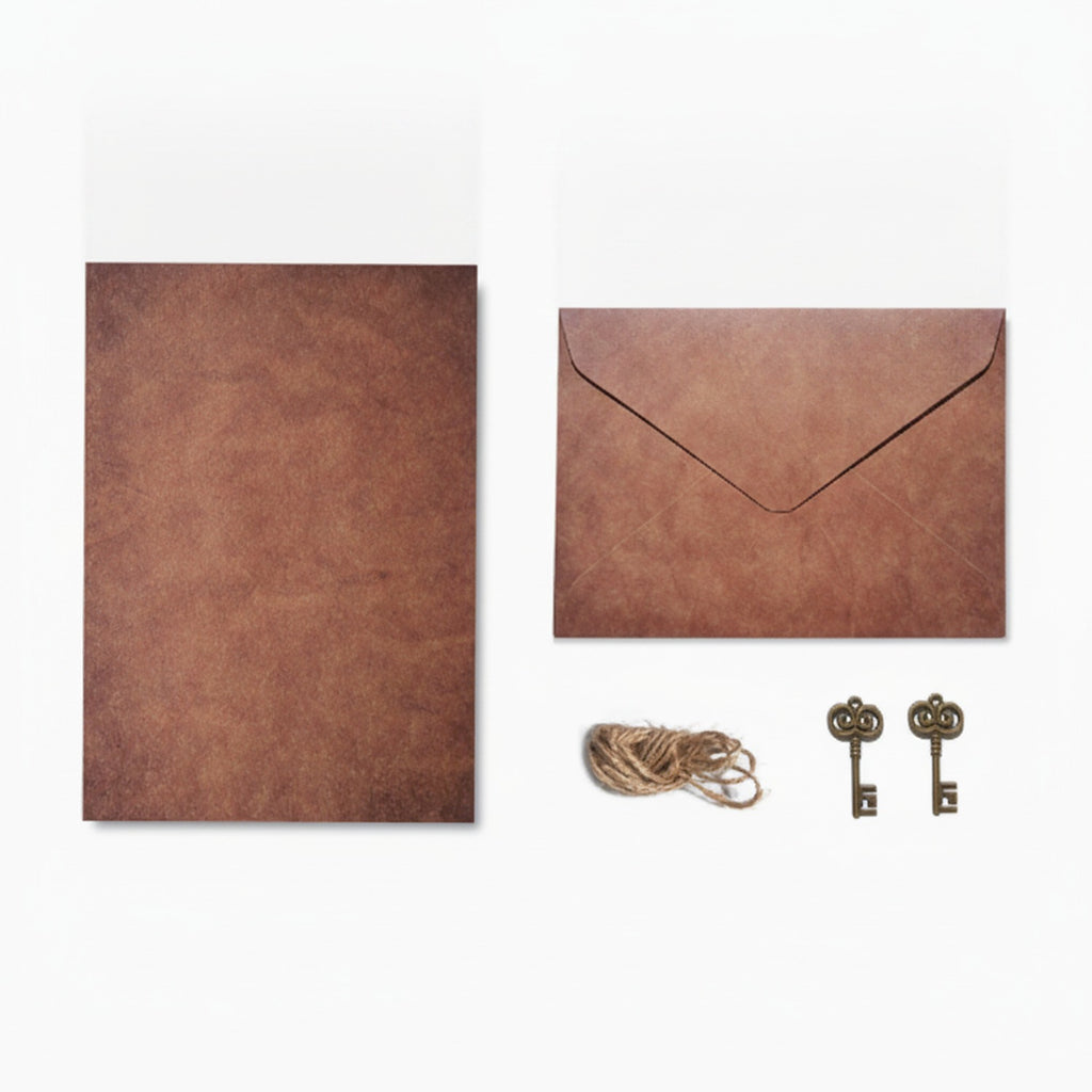 Vintage Brown Leather Stationery Set With Antique Keys (view 1)