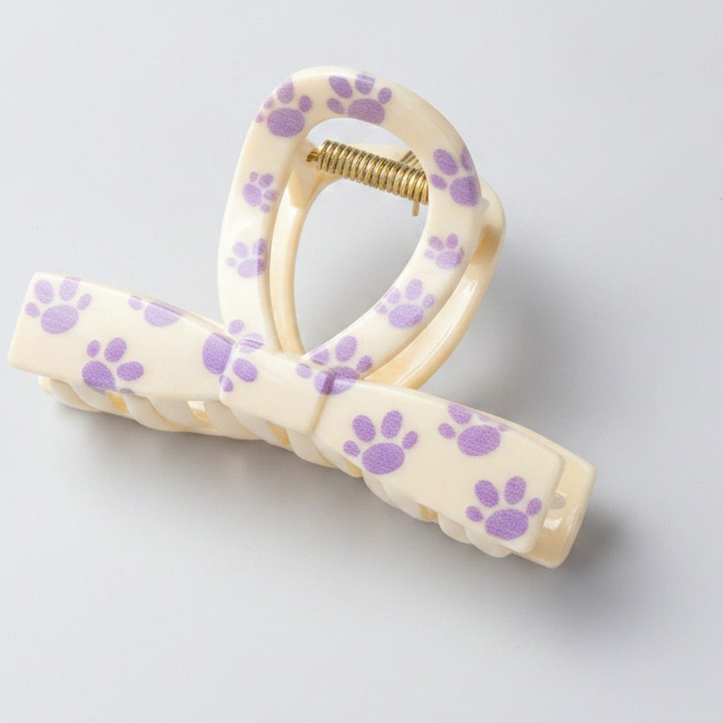Paw Print Hair Claw Clip - Beige Bow Knot – hair accessories (view 1)
