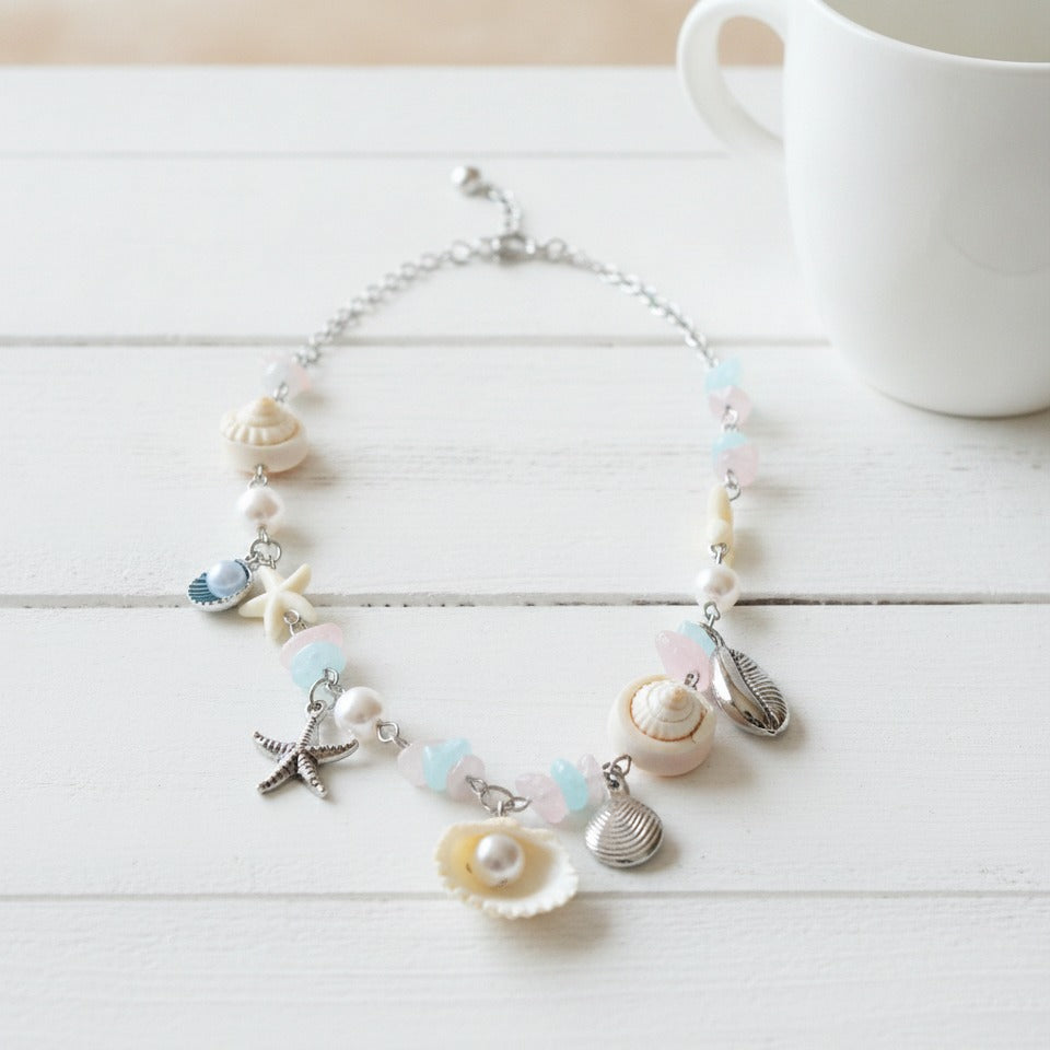 Beaded Ocean Charm Layered Necklace - Type 7