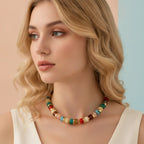 Colorful Beaded Chain Necklace - Multicolor