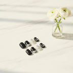Pearl & Rhinestone Press-On Nails Set - Black & Pearl