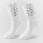 Slouchy Ribbed Crew Socks - White