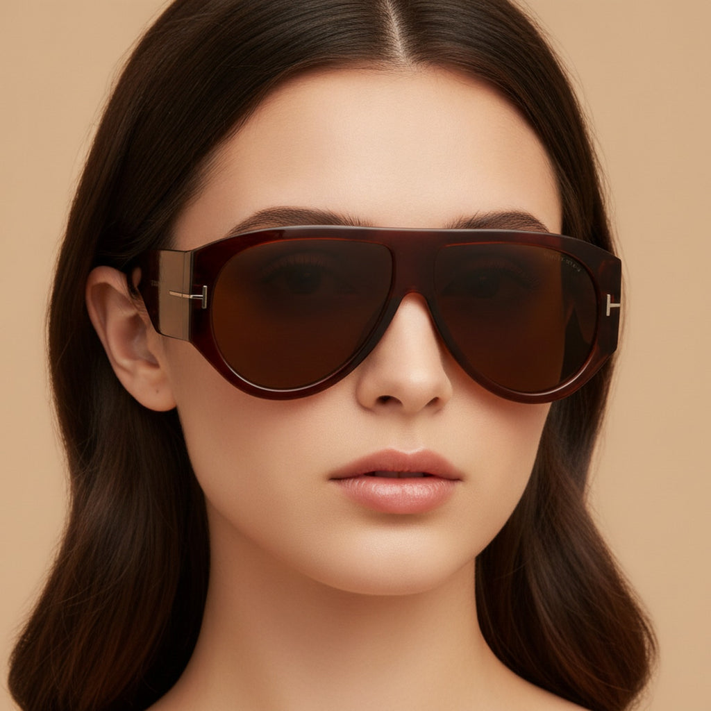 Oversized Aviator Tinted Sunglasses - Brown & Brown