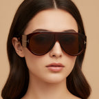 Oversized Aviator Tinted Sunglasses - Brown & Brown