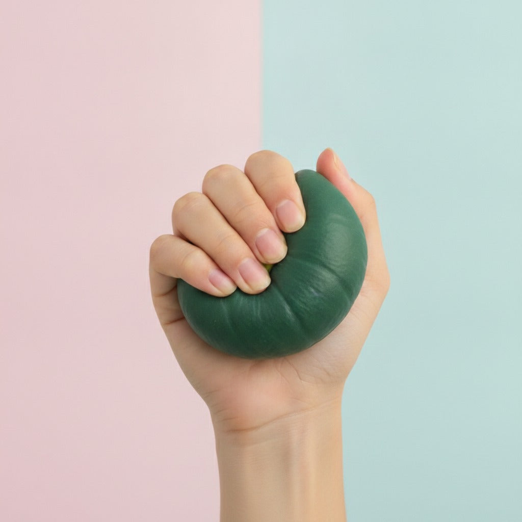 Mini Green Gourd Figurine with Stem - squeeze in hand