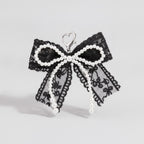 Pearl Lace Bow Bag Charm - Black