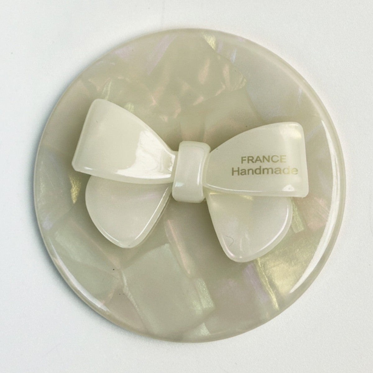 Cream Bow Compact Mirror - Handmade France – Korean beauty tool (view 1)