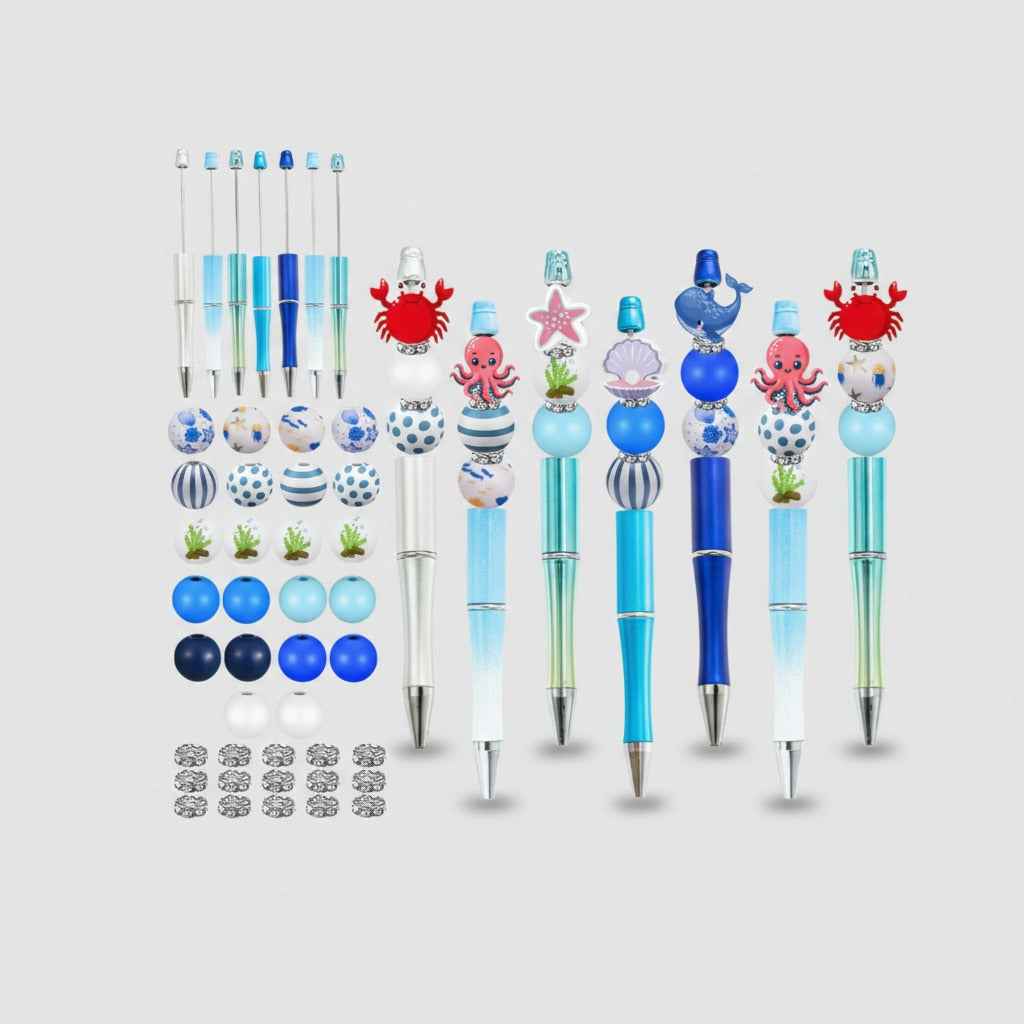 Beaded Charm Pen Set - Ocean Mix
