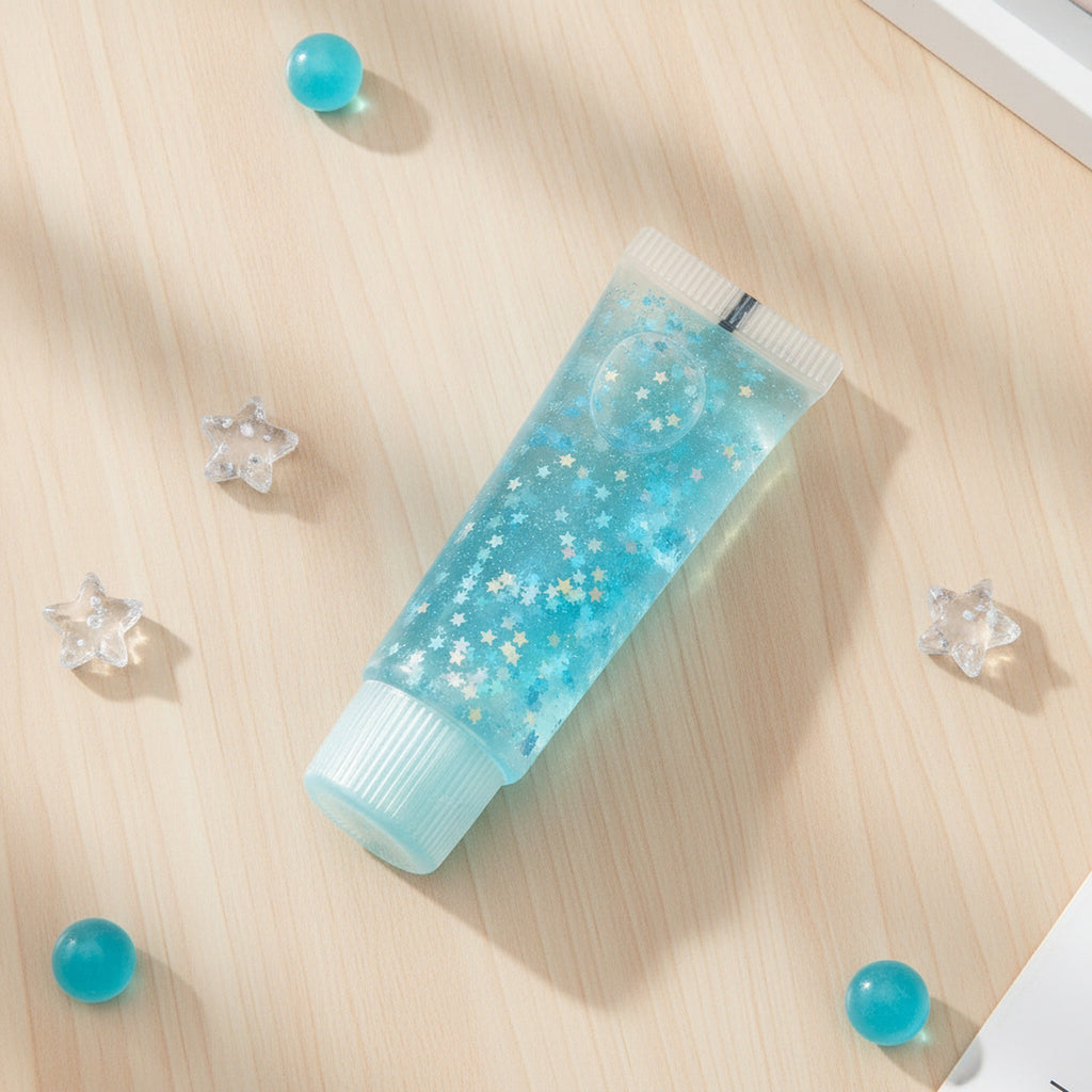 Starry Glitter Squishy Tube - Icy Blue