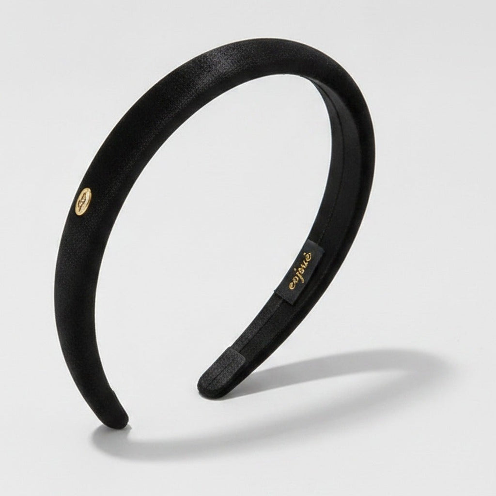 Pearl Padded Headband with Accent - Black Headband – hair accessories (view 1)