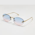 Gradient Oval Rimless Sunglasses With Trim - Blue Pink – eyewear (view 1)