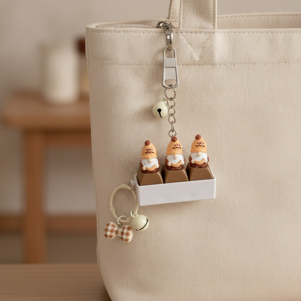 Gnome Crew Keychain - Light Brown
