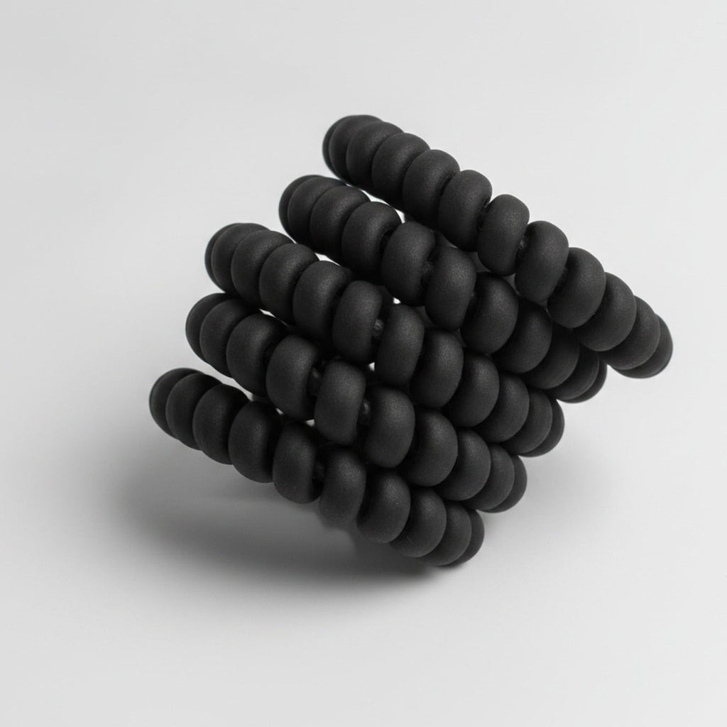 Black Coiled Phone Cord Hair Tie Set – hair accessories (view 1)