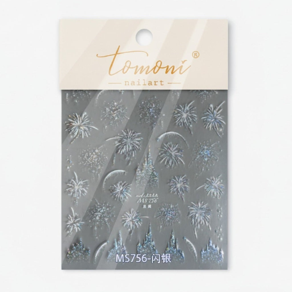 Fireworks Nail Art Stickers Silver Glitter Castle Theme – Korean nail care (view 1)