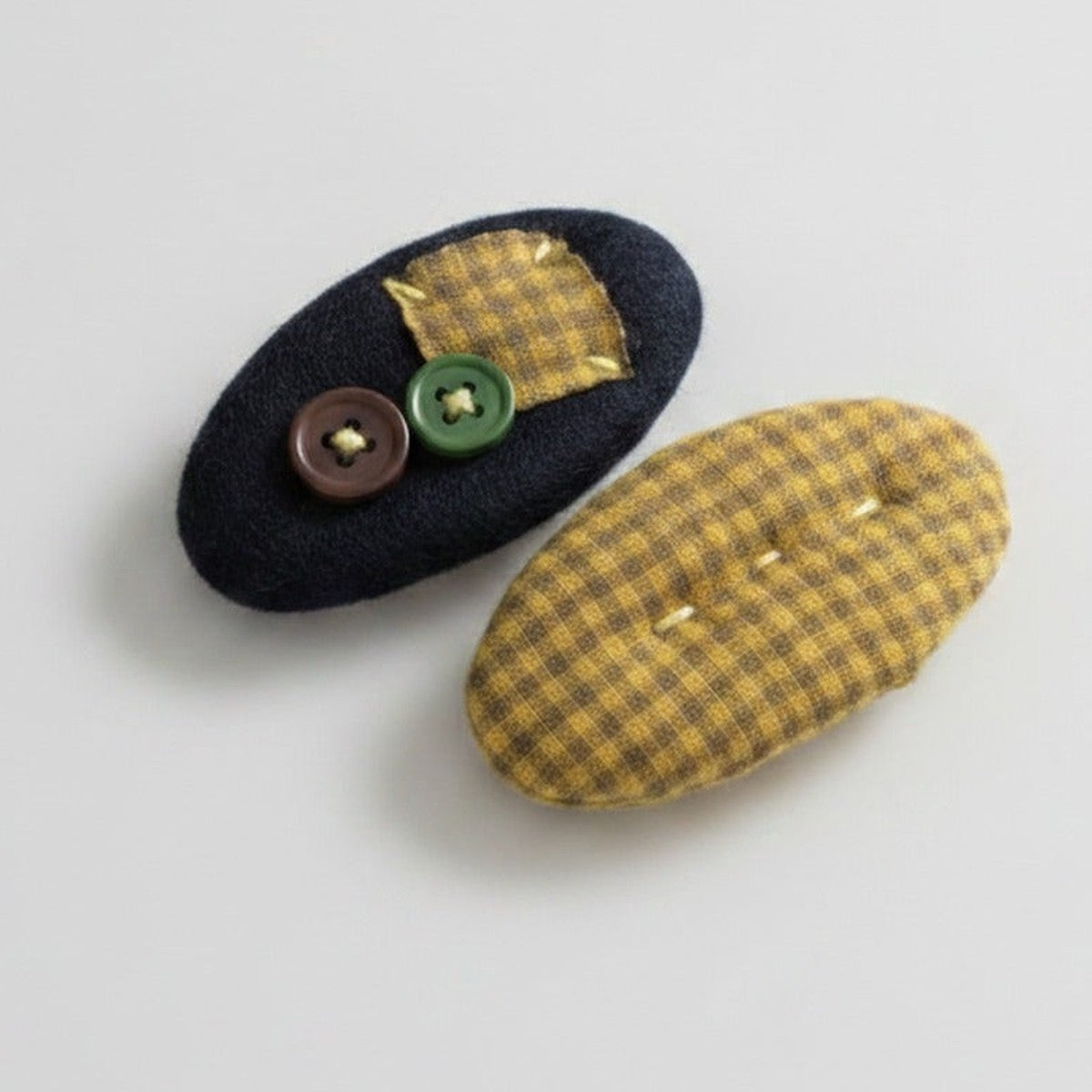 Teddy Bear Hair Clip Duo - Yellow Gingham – hair accessories (view 1)