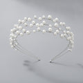 Layered Pearl Crown Headband - Silver