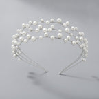 Layered Pearl Crown Headband - Silver