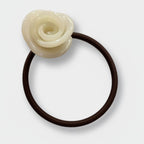 Cream Rose Flower Hair Tie Elastic – hair accessories (view 1)