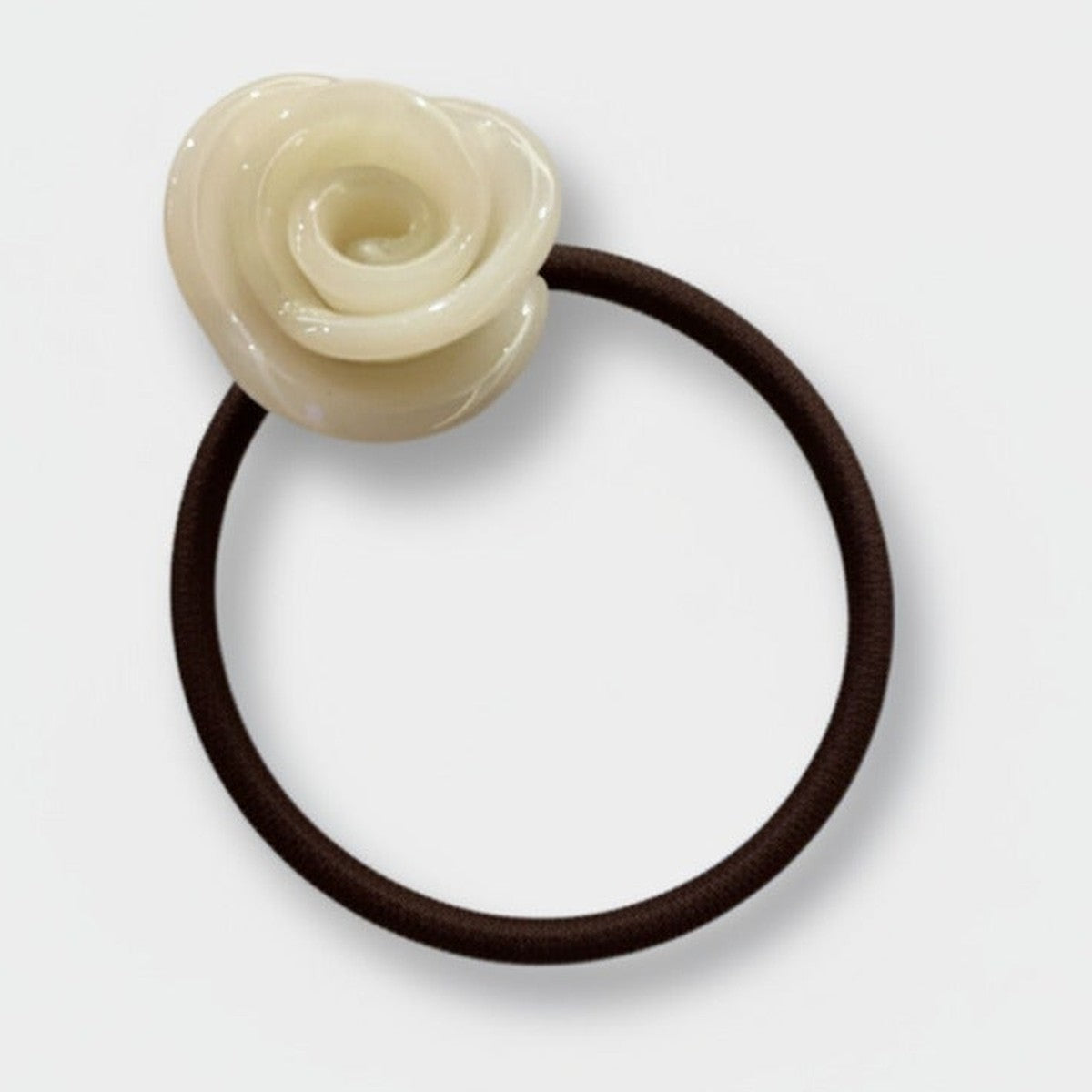 Cream Rose Flower Hair Tie Elastic – hair accessories (view 1)