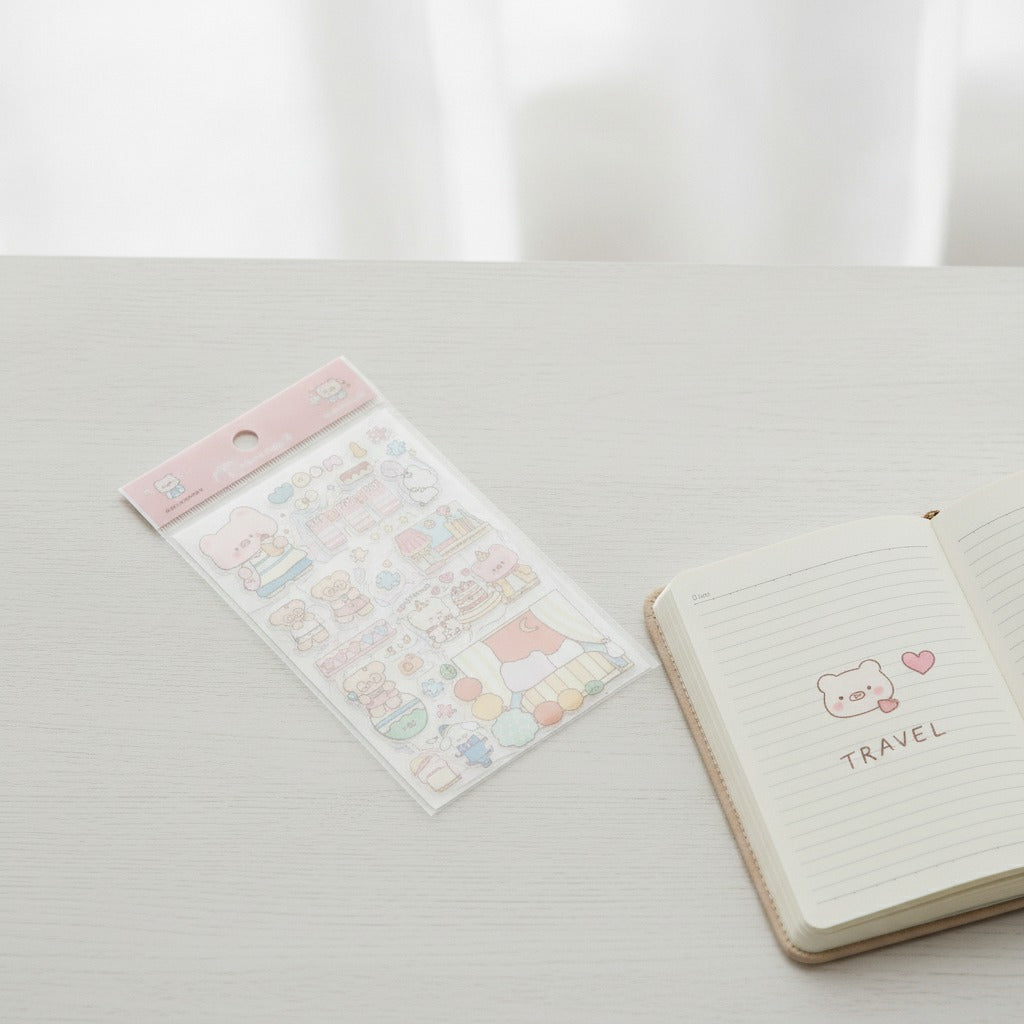 Kawaii Sticker Sheet Set - Piggy Adventure