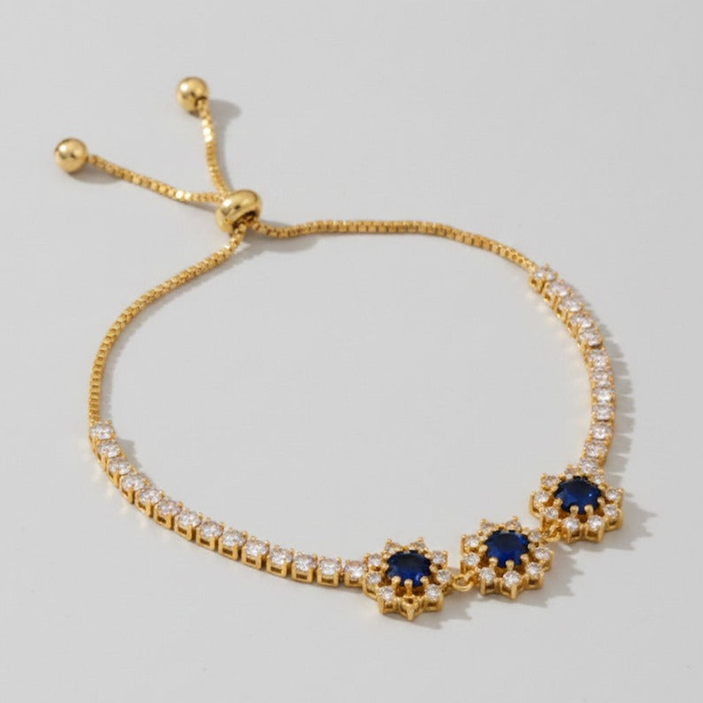 Adjustable Tennis Bracelet - Gold & Navy