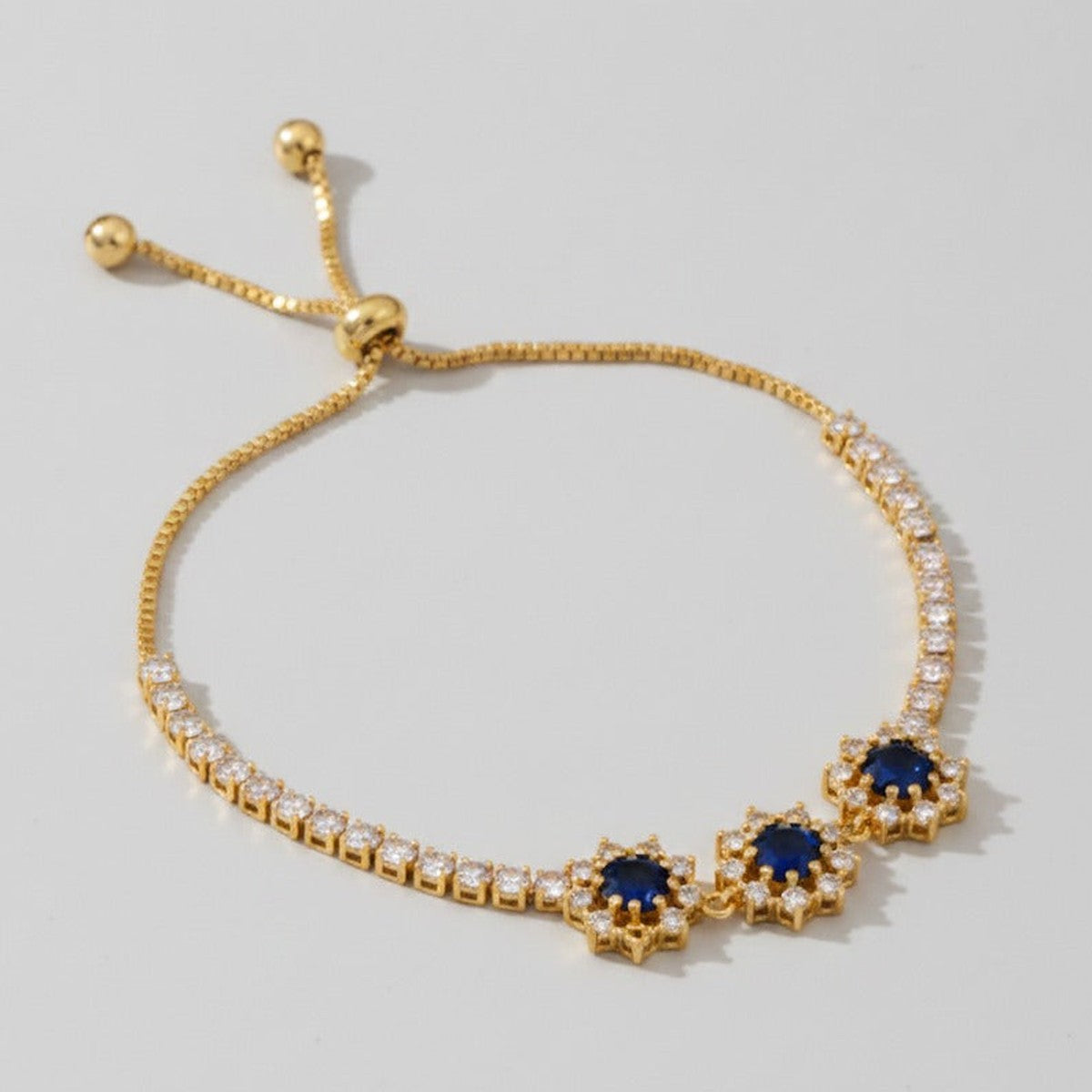Adjustable Tennis Bracelet - Gold & Navy