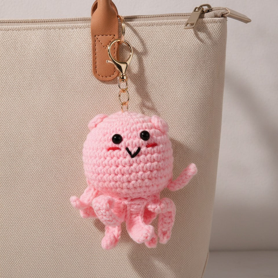Mini Crochet Turtle Keychain DIY Kit - Pink Octopus