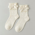 Cream Bow Ruffle Trim Crew Socks – apparel accessories (view 1)