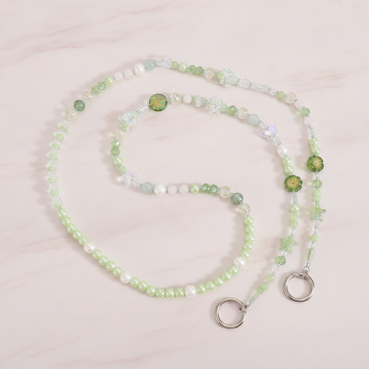 Beaded Phone Charm Strap - Green