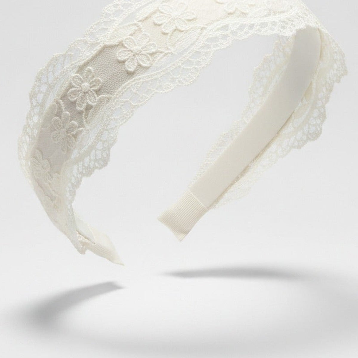 Delicate Lace Floral Crown Headband White – hair accessories (view 1)