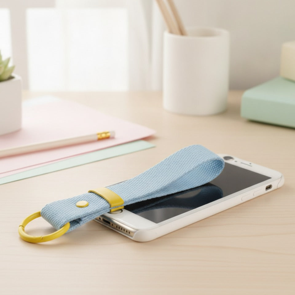 Fabric Keychain DIY Set - Blue / Yellow Buckle