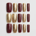 Neat & Nails Press-On Ring Set - Burgundy & Gold