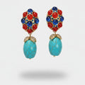 Jeweled Turquoise Drop Earrings Gold & Turquoise
