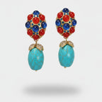 Jeweled Turquoise Drop Earrings Gold & Turquoise